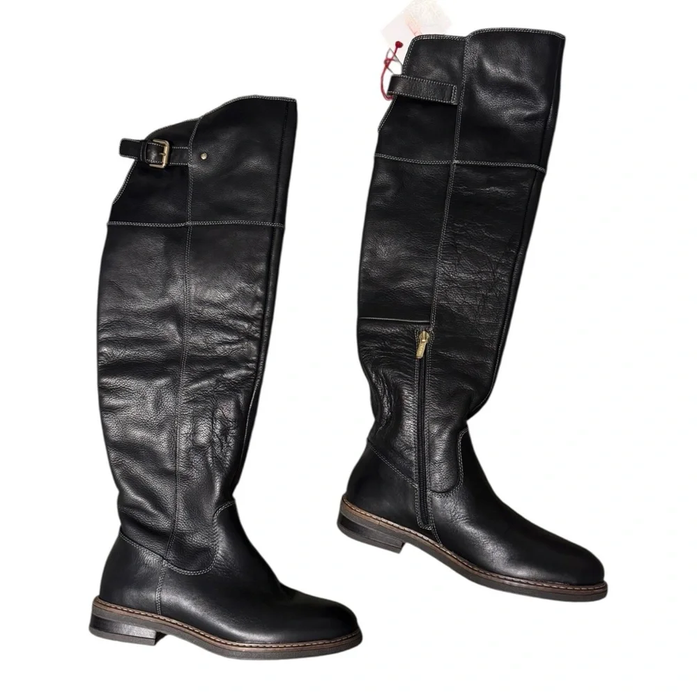 Pikolinos Aldaya Musketeer Over The Knee Leather Boots Black 38 (US 7.5–8)